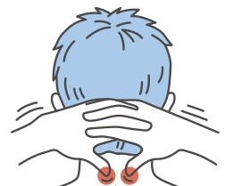 2.首筋を押し上げてコリをほぐす