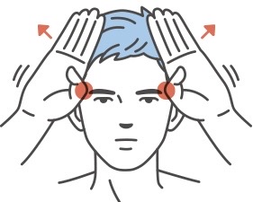 1.こめかみをほぐして頭全体の血行を改善