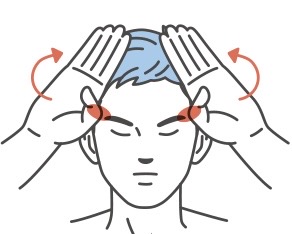 1.こめかみをほぐして頭全体の血行を改善