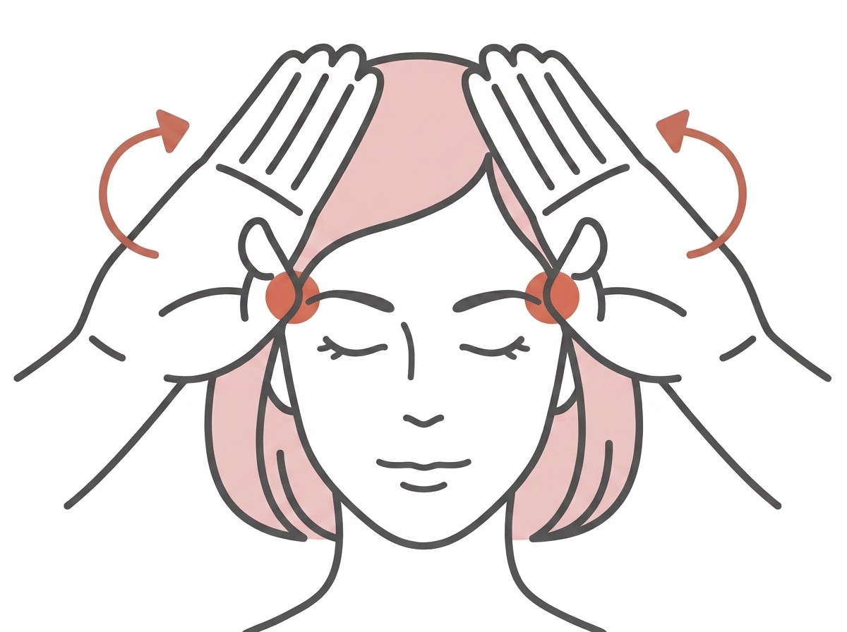 こめかみマッサージの準備姿勢