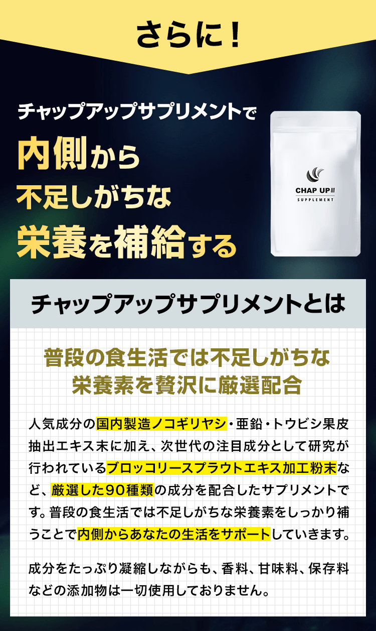 チャップアップサプリメントで内側から栄養バランスを補給する