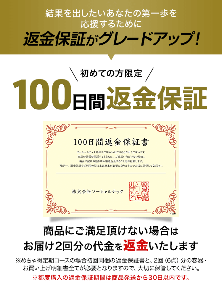 返金保証がグレードアップ！