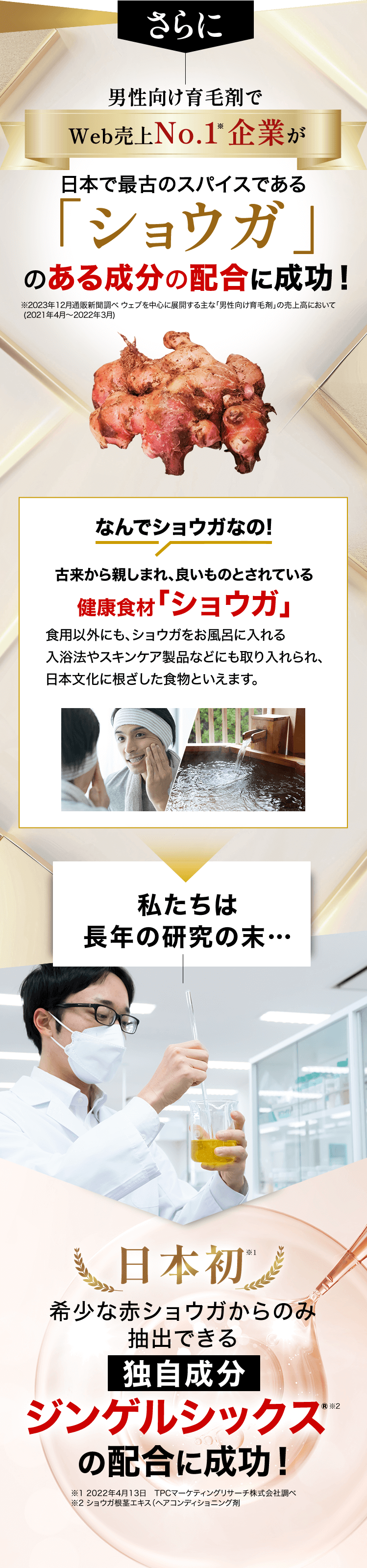 日本初希少な赤ショウガからのみ抽出できる独自成分ジンゲルシックスの配合に成功