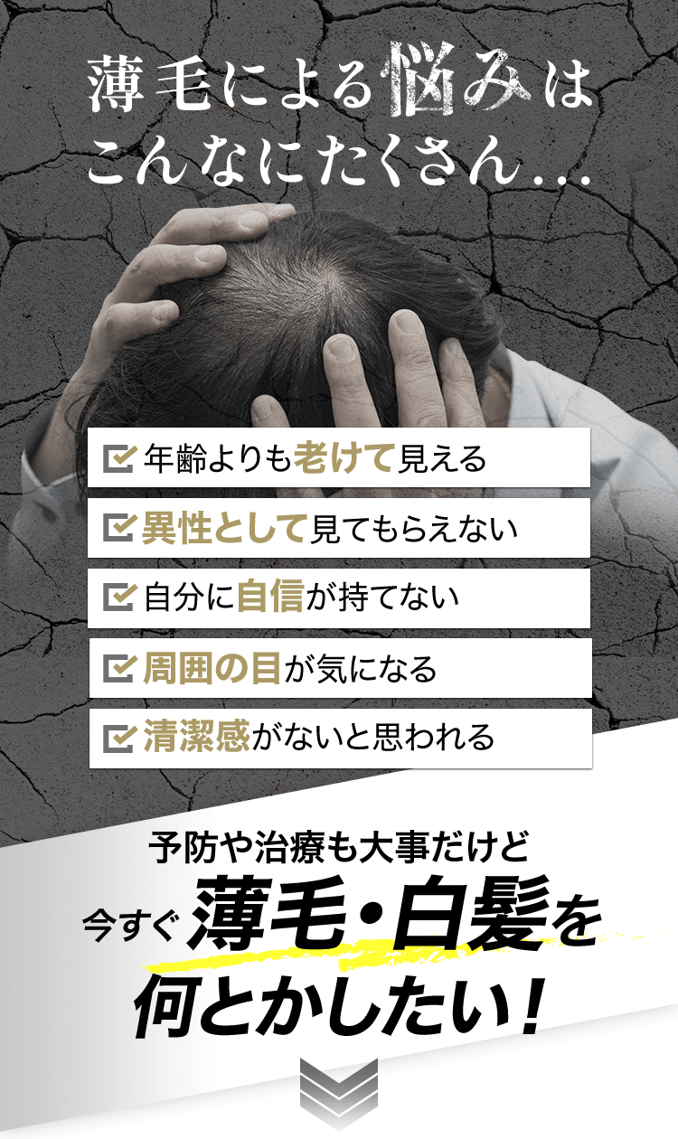 予防や治療も大事だけど今すぐ薄毛・白髪を何とかしたい！そんな願いを叶えます