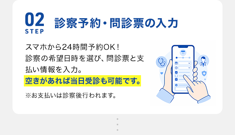 STEP02 診察予約・問診票の入力