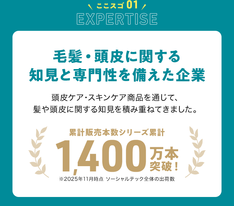 ココスゴ01 Expertise 毛髪・頭皮に関する知見と専門性を備えた企業