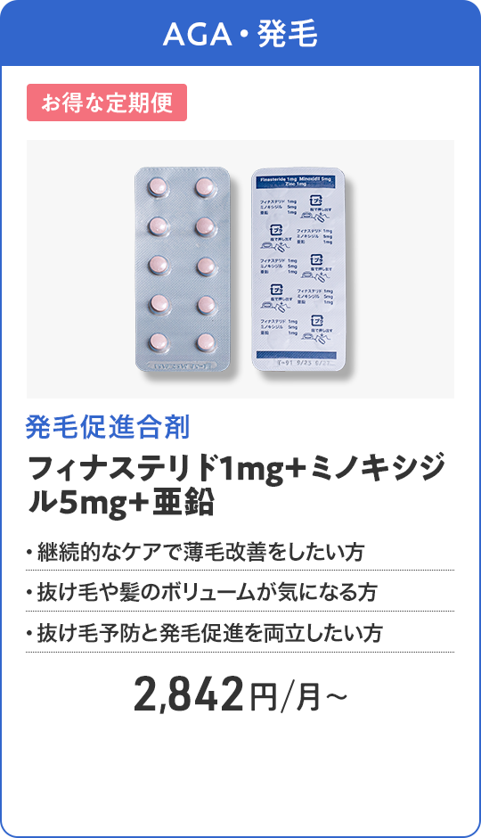 フィナステリド1mg＋ミノキシジル5mg+亜鉛 定期便