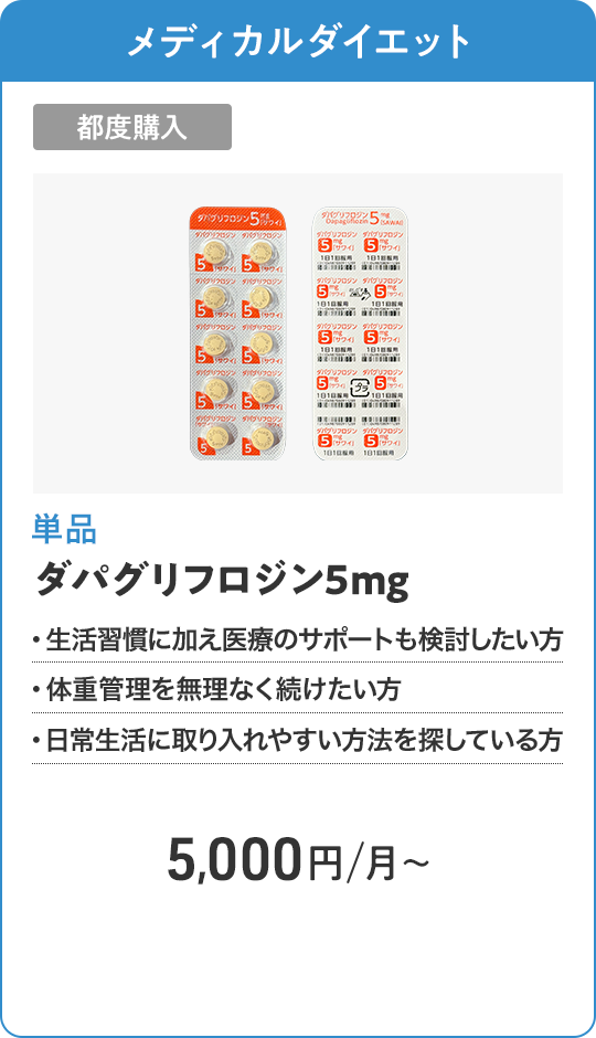 ダパグリフロジン5mg 都度購入