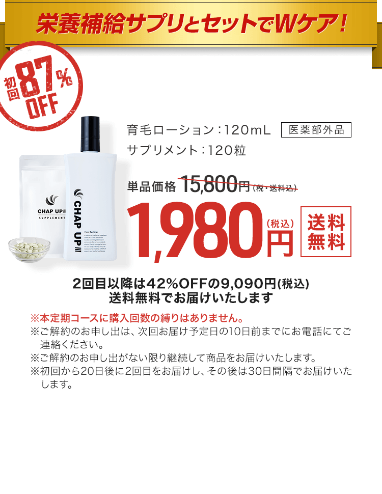 薬用 チャップアップ CHAPUP 育毛ローション 120ml×5本セットの+