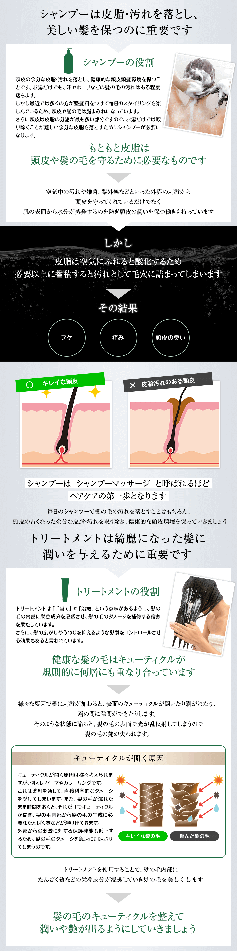 シャンプーは育毛を妨害する皮脂・汚れを落とすのに重要です